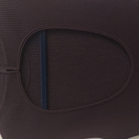 THEORY Cutout Metallic Ribbed Knit Fit-and-Flare Sleeveless Dress In Merlot - Picture 11 of 16